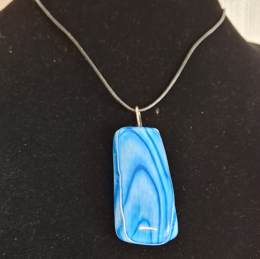 Blue Glass Pendant Necklace
